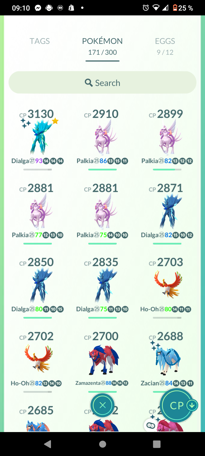 Account Lvl40- DIALGA✨ ROT,PALKIA SR, Zacian/Zamzenta SHINY ✨✨- Bag 350/300 Pokémons - & Legendary & more