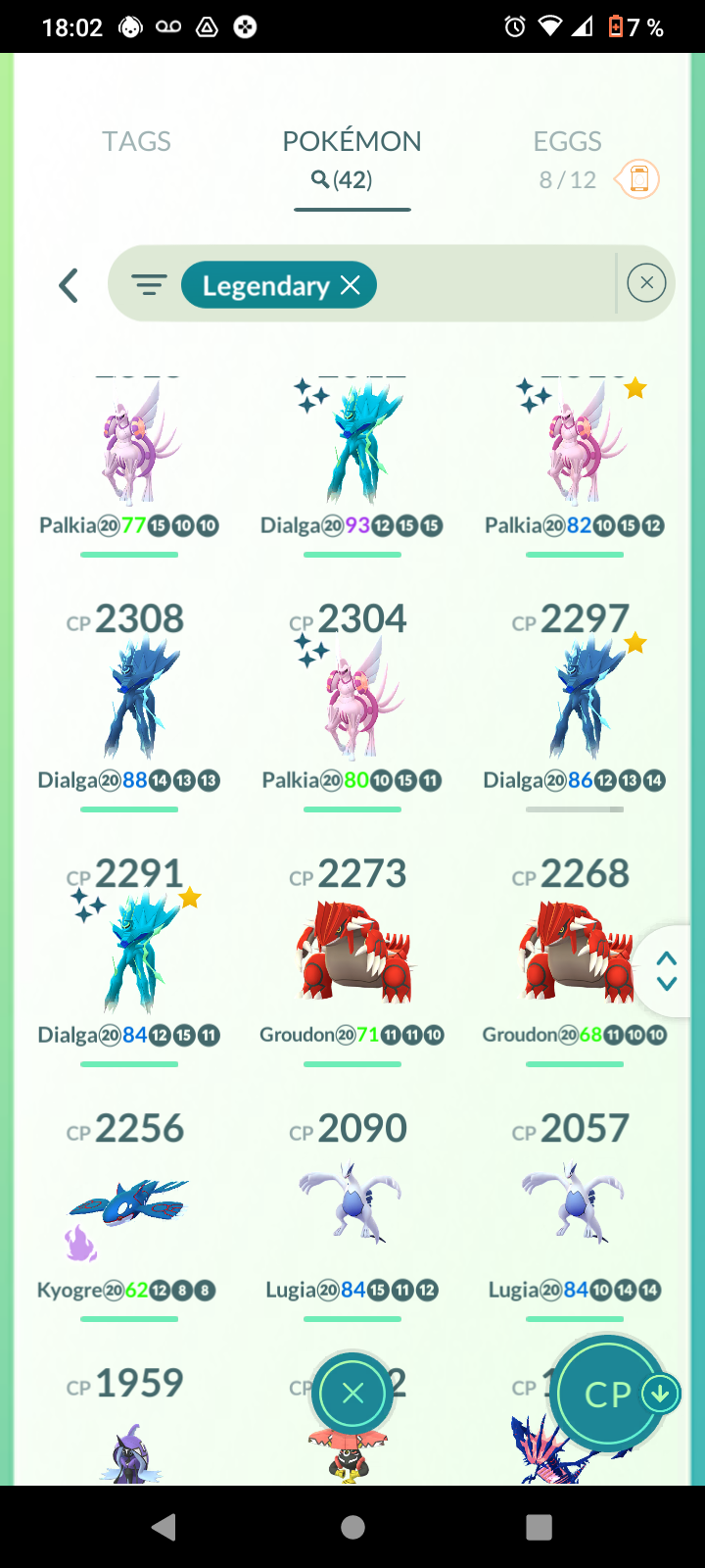Account level 32- ETERNATUS + SHINY DIALGA ROT + SHINY PALKIA SR| 297 POKEMON | BAG 350| 42 Legendary| 1M STARDUST